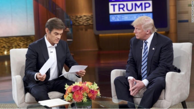 Trump tham gia chương trình truyền hình Bác sĩ Oz. (Ảnh: CNN)