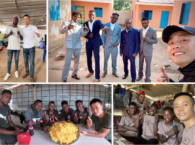 Quang Linh bên những người bạn ở Angola. Ảnh FB nhân vật.