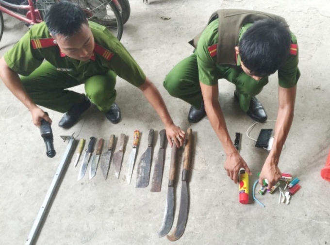 Hung khí được thu lại tại hiện trường (Ảnh do Công an Ninh Bình cung cấp).