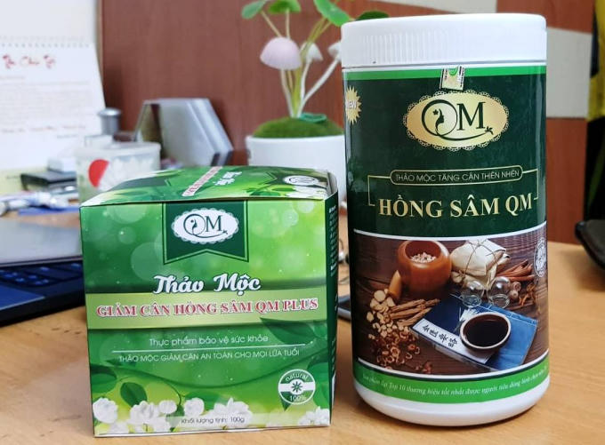 Hai sản phẩm tăng cân và giảm cân của Công ty TNHH Thảo mộc thiên nhiên Hồng Sâm QM.