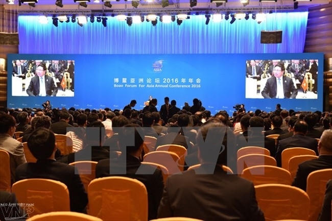 Phó Thủ tướng, Bộ trưởng Ngoại giao Phạm Bình Minh tại phiên khai mạc Diễn đàn châu Á Bác Ngao (Ảnh: Yến-Kiên/TTXVN).