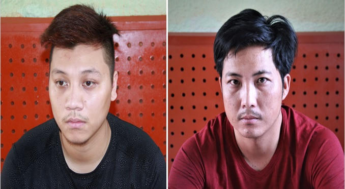 Đối tượng Nguyễn Thanh Tùng (bên trái) và Nguyễn Trường Minh (bên phải) là 2 đối tượng chính trong chuyên án.