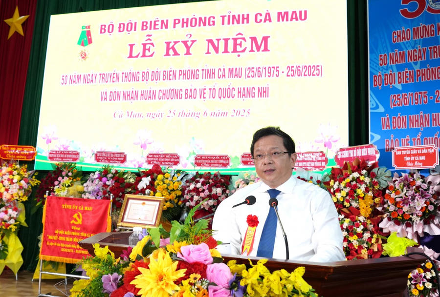 Ông Nguyễn Đức Hiển - Phó Bí thư Thường trực Tỉnh ủy Cà Mau, phát biểu chúc mừng.