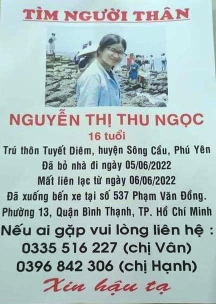 Nữ sinh 16 tuổi mất tích ngay sau khi vào TPHCM làm việc nhẹ lương cao - 1