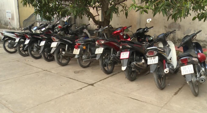 Xe máy của các đối tượng tham gia sát phạt