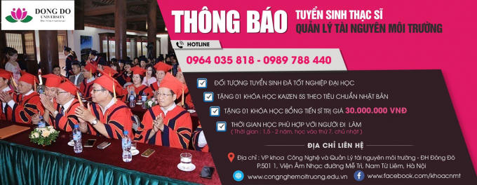 Thông báo tuyển sinh Thạc sĩ ngành Quản lý tài nguyên môi trường.
