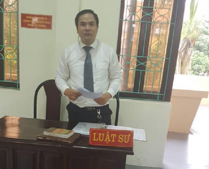 Luật sư Nguyễn Huy Thành tại phiên tòa.