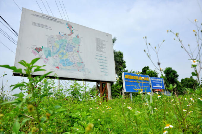 Quá trình hoàn thiện dự án tại Hoà Lạc gần như ít chuyển động, cỏ cây mọc ngang đầu người.