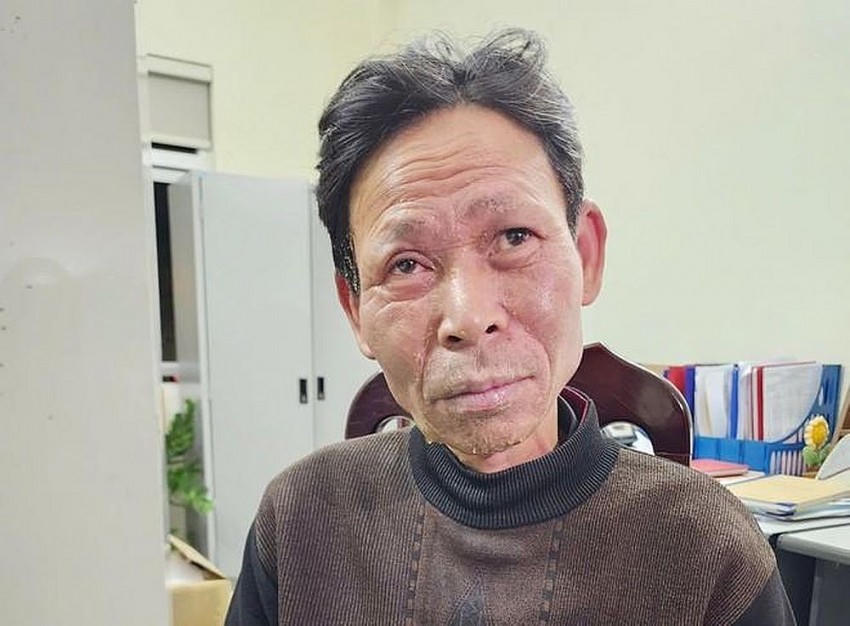 Đối tượng Cao Văn Hùng tại cơ quan công an.
