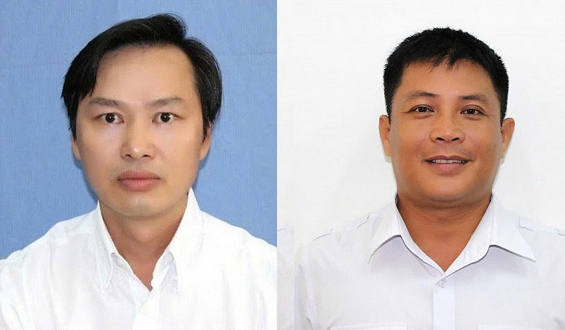 Bị can Bạch Đức Lữu (bên trái) và bị can Lý Hoài Vũ.