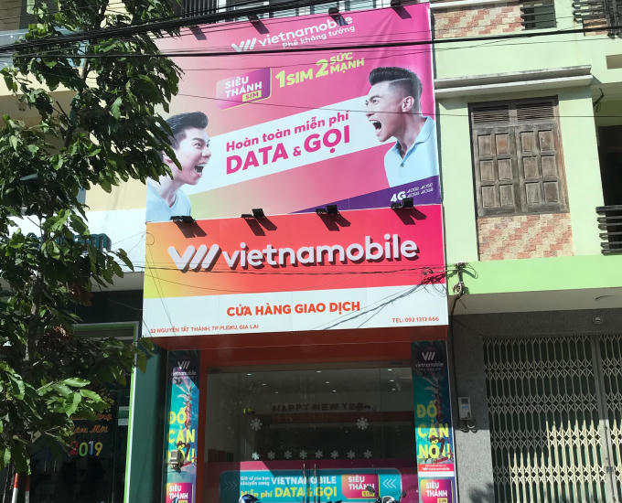 Cửa hàng giao dịch của Vietnamobile tại TP Pleiku tỉnh Gia Lai.