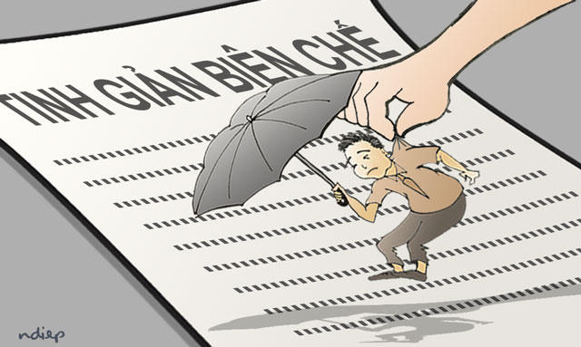 Nạn chạy chỗ, chạy chức, chạy quyền chưa ngăn chặn khiến bộ máy nhà nước phình ra khó có thể tinh giản biên chế. (Tranh: ndiep)