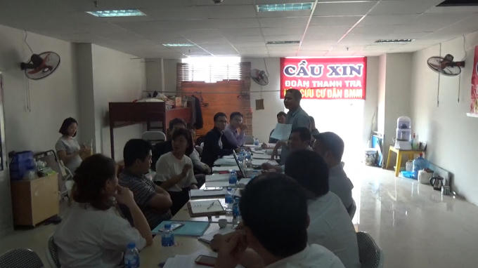 Đoàn Kiểm tra làm việc với các bên liên quan tại chung cư BMM vào ngày 18/4.