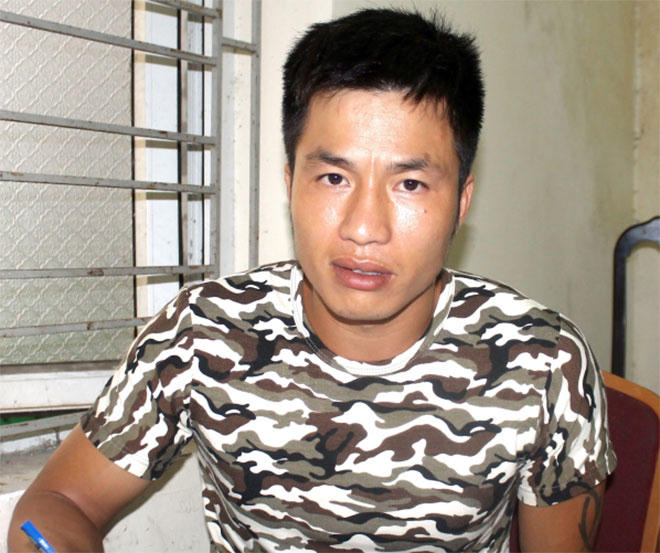 Đối tượng Nguyễn Văn Hùng tại cơ quan công an.