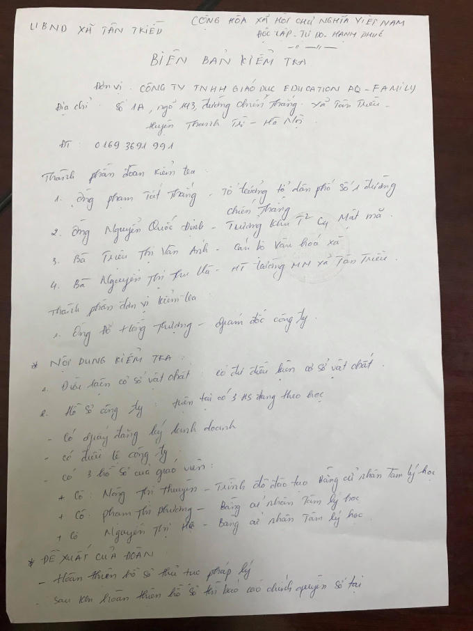 Biên bản kiểm ta và yêu cầu đình chỉ