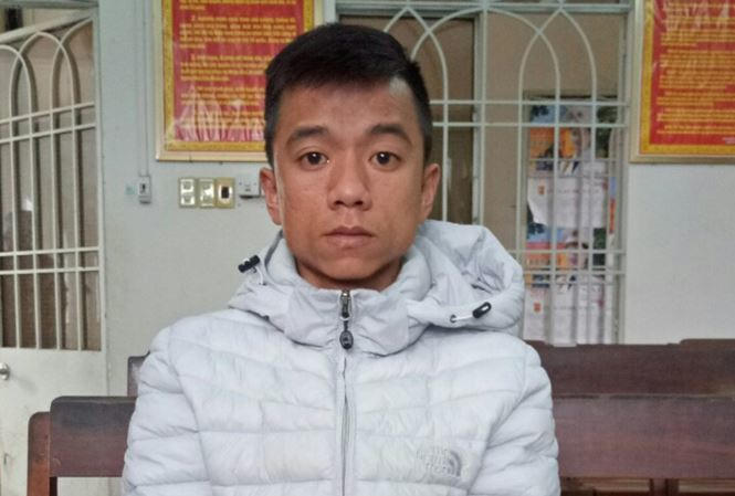 Đối tượng  Nguyễn Hữu Nghĩa tại cơ quan công an.