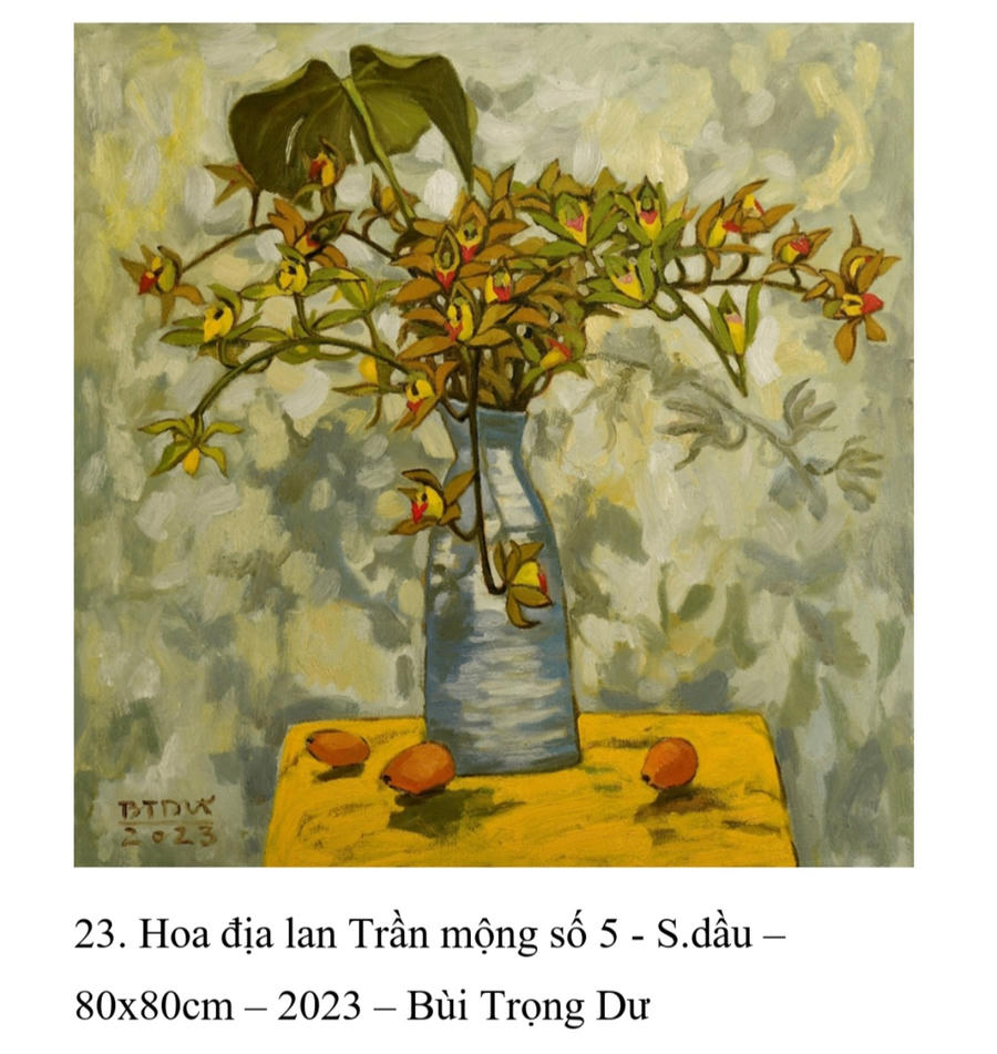 Tác phẩm “Hoa địa lan Trần Mộng” họa sĩ Bùi Trọng Dư.
