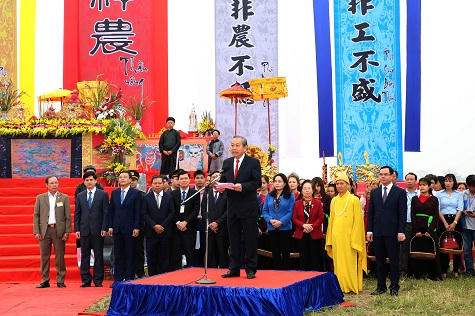 Phó Thủ tướng Trương Hòa Bình phát biểu tại Lễ hội Tịch điền (Ảnh: VGP/Lê Sơn)