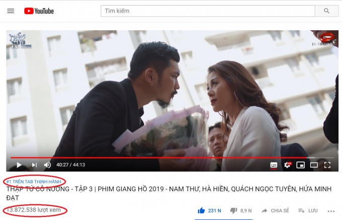 Thập tứ cô nương vào Top 1 trending.