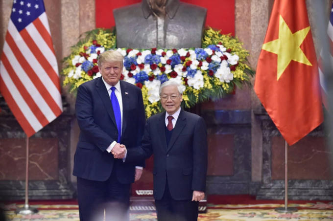 Tổng bí thư, Chủ tịch nước Nguyễn Phú Trọng tiếp Tổng thống Donald Trump - Ảnh: Gia Linh.