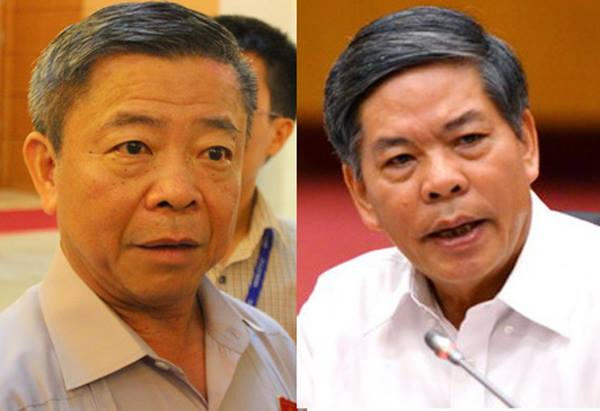 Ông Võ Kim Cự - nguyên Chủ tịch tỉnh Hà Tĩnh và ông Nguyễn Minh Quang - nguyên Bộ trưởng Tài nguyên - Môi trường.