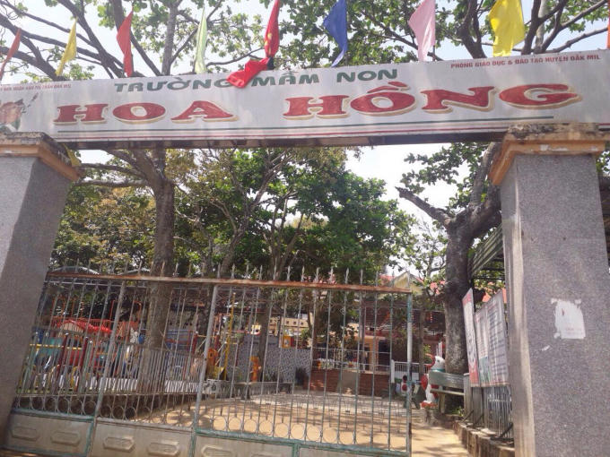 Trường mầm non Hoa Hồng- nơi xảy ra sự việc trên.