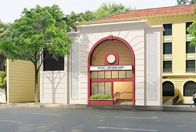 Phối cảnh nhà ga C9 dự kiến đặt cạnh Hồ Gươm.