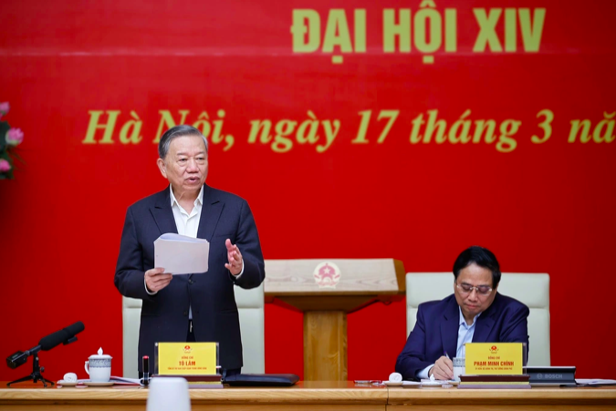 Tổng Bí thư Tô Lâm cho rằng việc sắp xếp lại đơn vị hành chính các cấp là cơ hội để sàng lọc cán bộ (Ảnh: Đoàn Bắc).