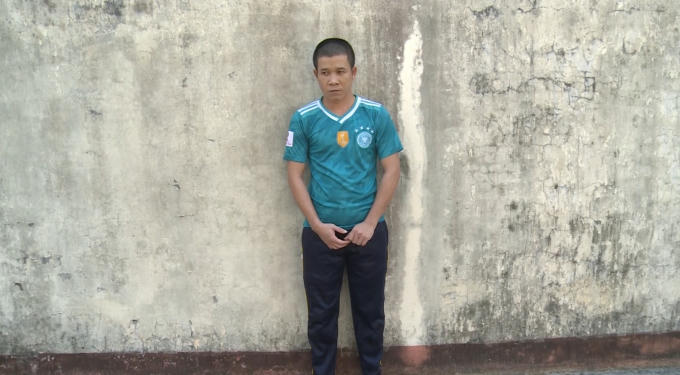 Đối tượng Minh tại cơ quan công an.