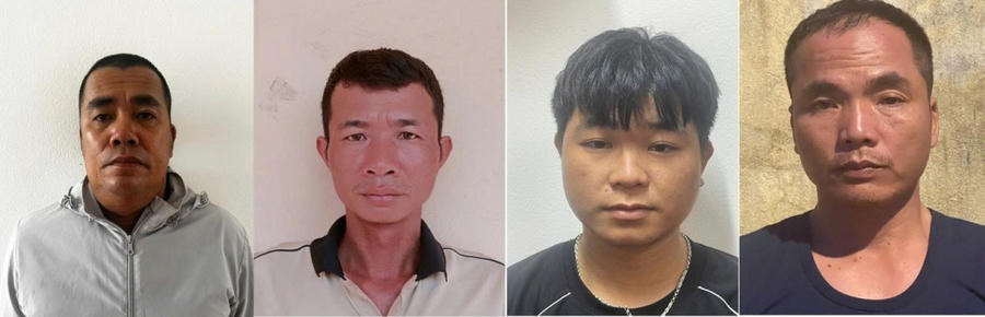 4 đối tượng Nguyễn Văn Toàn, Lê Mạnh Hà, Lò Văn Thắng, Lê Văn Thưởng (từ trái sang phải)
