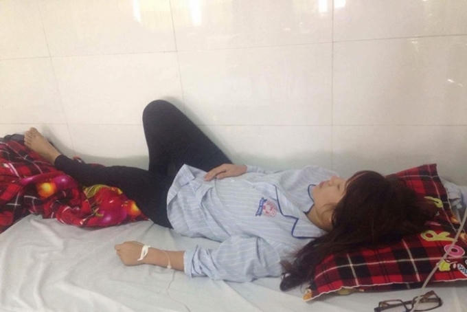 Con gái chị T. bị Thanh đánh phải nhập viện (ảnh CTV).