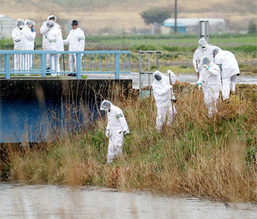 Hiện trường nơi thi thể bé Linh được tìm thấy. (Ảnh: Kyodo)