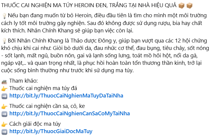 Các bài quảng cáo công khai bán thuốc cai nghiện với lời hứa hẹn có cánh tràn lan trên mạng xã hội.