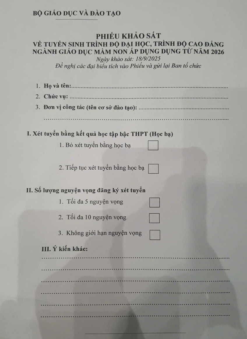 Tại Hội nghị Giáo dục ĐH, Bộ GD&ĐT đã gửi phiếu khảo sát về phương thức tuyển sinh ĐH từ năm 2026.