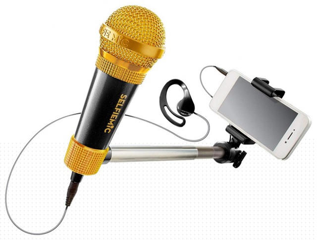 Gậy selfie được gắn kèm microphone, giúp chủ nhân hát karaoke thuận tiện và dễ dàng.