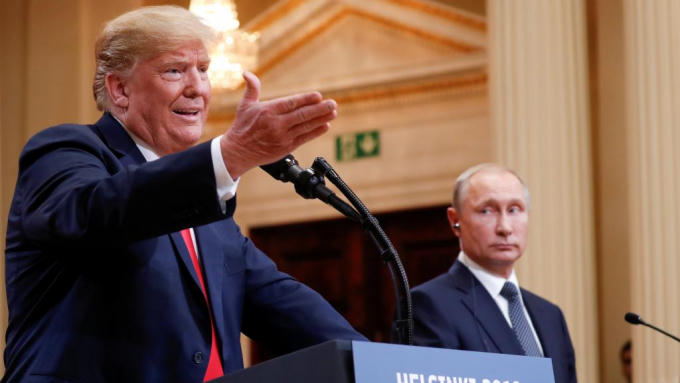 Tổng thống Mỹ Donald Trump và người đồng nhiệm Nga Vladimir Putin tại cuộc họp báo ngày 16/07/2018 tại Helsinki, Phần Lan. Ảnh: Reuters