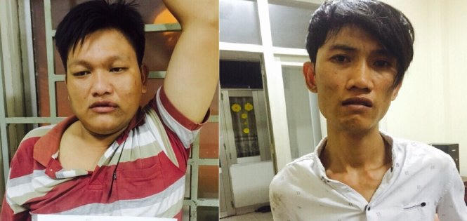 Nguyễn Thuận và Nguyễn Đình Trúc Phương tại cơ quan công an (Ảnh: báo Tuổi trẻ)