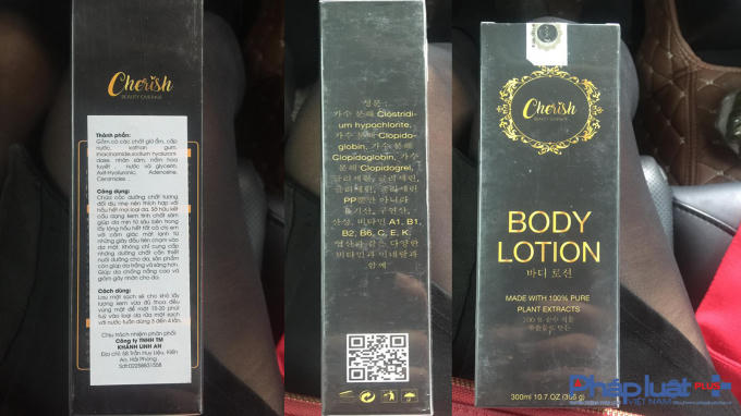 Một trong những sản phẩm mỹ phẩm của công ty TNHH Thương Mại Khánh Linh An được bày bán tại cửa hàng Thành Ánh có địa chỉ 80 Nguyễn Lương Bằng, quận Kiến An, TP Hải Phòng.