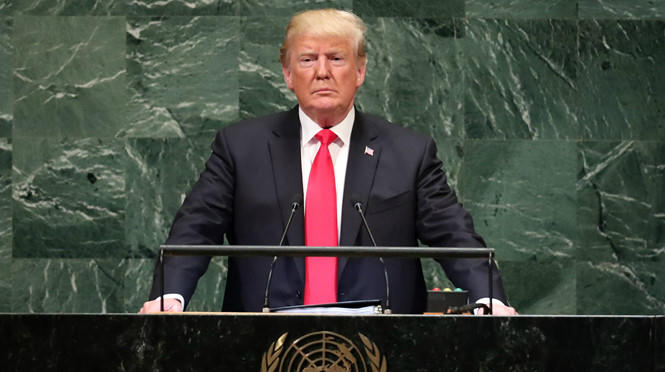 Tổng thống Mỹ Donald Trump phát biểu tại Hội đồng Bảo an Liên Hợp Quốc chiều 26/9.
