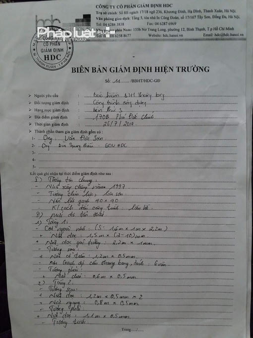 Biên bản kiểm tra sau phản ánh của các hộ dân liền kề ngày 26/7/2017