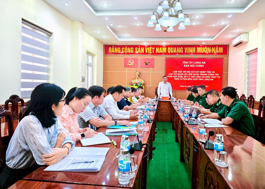 Trưởng ban Nội chính Tỉnh ủy Long An kết luận buổi làm việc. Ảnh: Quang Phương