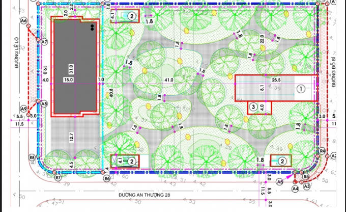 Dự thảo thiết kế tổng thể quy hoạch bãi đỗ xe, nhà trẻ, công viên… do Mường Thanh hợp đồng với Viện Quy hoạch xây dựng Đà Nẵng lập thiết kế.