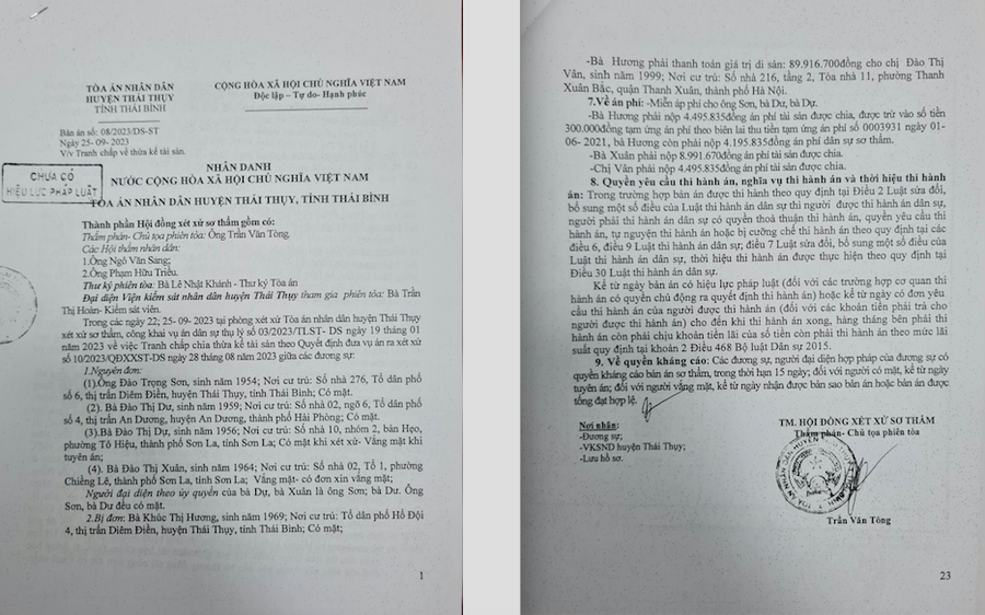 Sắp xét xử vụ án tranh chấp chia thừa kế tài sản tại Thái Bình: Cần một bản án khách quan, công tâm!