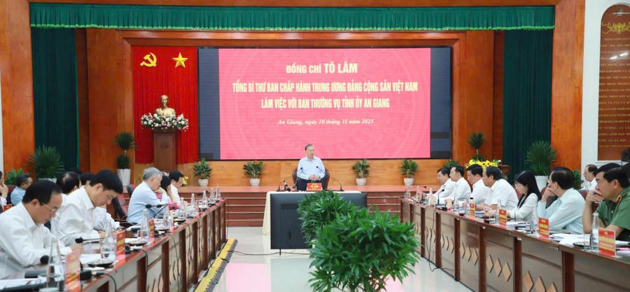 Tổng Bí thư Tô Lâm làm việc với Ban Thường vụ tỉnh ủy An Giang