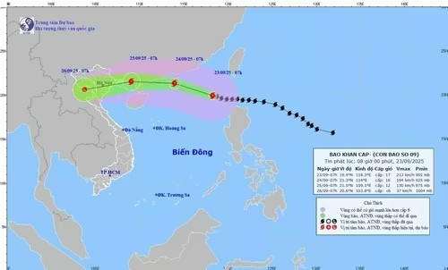 Hướng đi của cơn bão Ragasa.