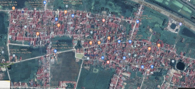 Thôn Ngô Xá, xã Long Châu (Yên Phong, Bắc Ninh). Ảnh Googlemap.