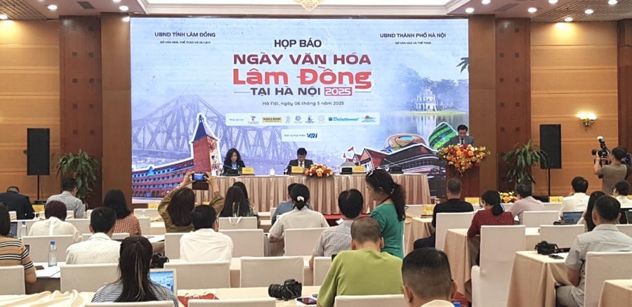 Buổi họp báo chương trình “Ngày Văn hóa Lâm Đồng tại Hà Nội - năm 2025” tại Hà Nội diễn ra chiều ngày 6/5/2025. Ảnh Vũ Đoàn
