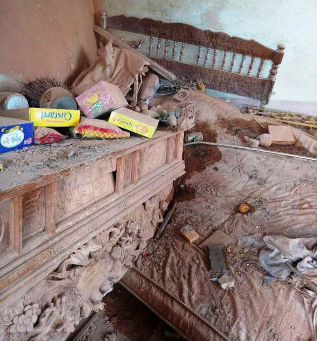 Hiện trường vụ nổ ngay cạnh khu vực ông Liên và 2 cháu nội nằm ngủ.