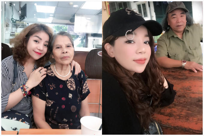 ca sĩ  Minh Chuyên bên cạnh Bố Mẹ của mình.