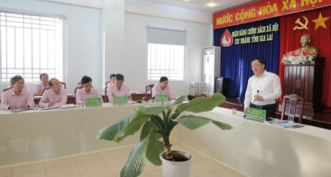 Tổng Giám đốc Dương Quyết Thắng làm việc với Lãnh đạo chủ chốt chi nhánh tỉnh Gia Lai và Phòng giao dịch NHCSXH cấp huyện.